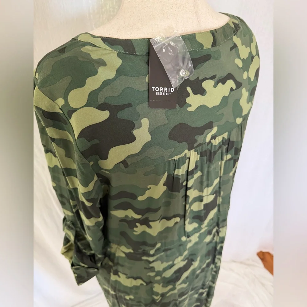 NWT Torrid Camouflage Green Zip Front Shirt Dress - Torrid Size 3 (22-24, 3X) - Picture 10 of 16